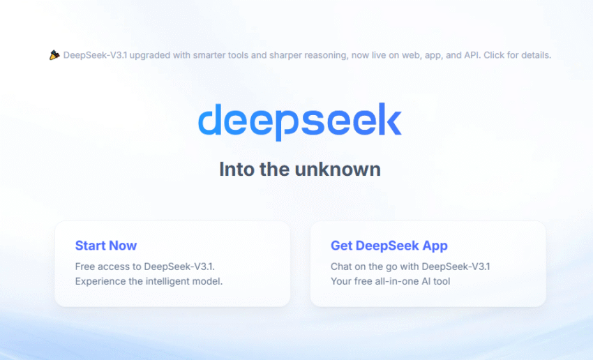 An illustration showing the DeepSeek-V3.1 logo next to a brain split into two modes: a simple 'Non-Think' side and a complex 'Think' side, representing its new hybrid inference capability.