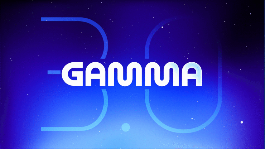A graphic showing the Gamma 3.0 logo with icons representing an AI agent, presentation slides, and an API connection, highlighting the new features.