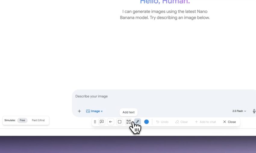 A screenshot of the new Annotate Mode in Google AI Studio, showing a user drawing an arrow to instruct the Gemini AI to move a UI element.